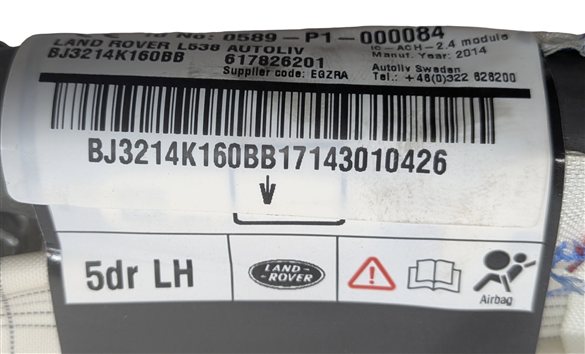 Thumbnail 4: 2012-2019 RANGE ROVER EVOQUE (L538) 4DR FRONT LEFT DRIVER SIDE CURTAIN AIRBAG