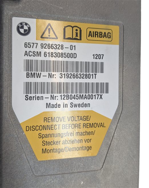 Thumbnail 6: 09-13 BMW 535iGT 550iGT 740i 750i 760i B7 (F01 F07 F10) SRS BAG CONTROL MODULE