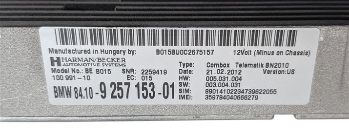 Thumbnail 8: 11-16 BMW 3 / 7 / X3 (F01 F25 F30) BLUETOOTH TELEMATICS COMBOX CONTROL MODULE