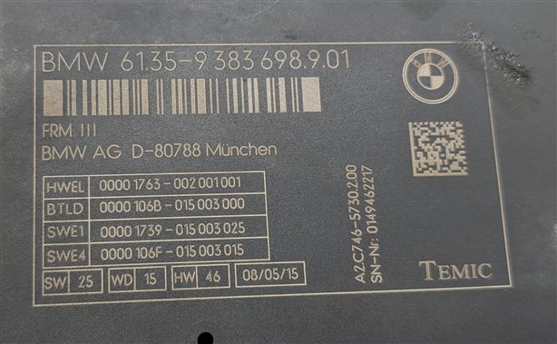 Thumbnail 7: 10-17 BMW 5 6 7 M5 X3 X4 (F06 F10 F12 F25 F26) FRM III BODY LIGHT CONTROL MODULE