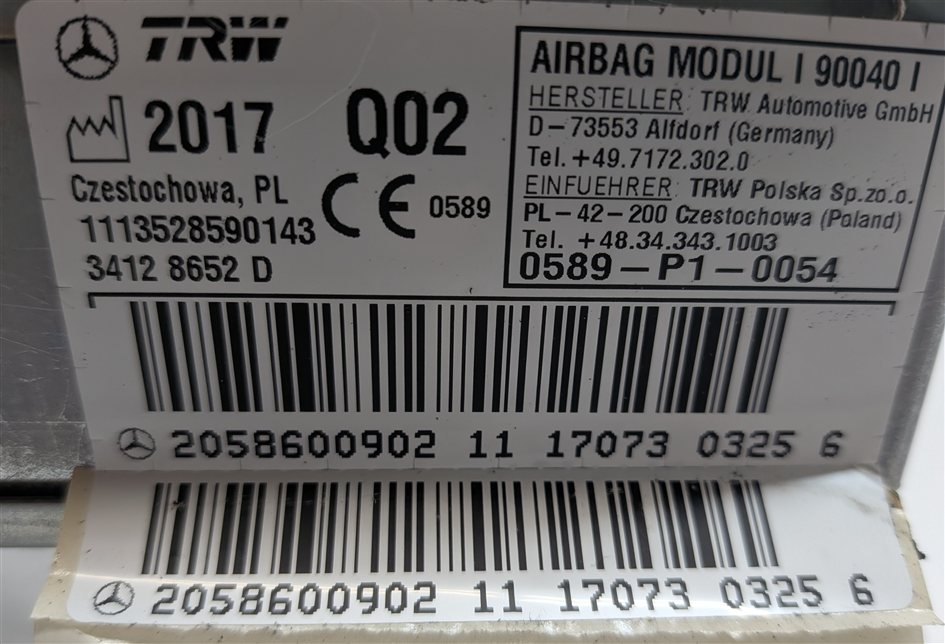 Thumbnail 5: 2015-2021 MERCEDES C300 C350E C400 C450 C43 C63 (W205) RIGHT REAR AIRBAG AIR BAG