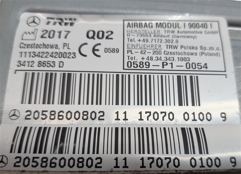 Thumbnail 4: 2015-2021 MERCEDES C300 C350E C400 C450 C43 C63 (W205) LEFT REAR AIRBAG AIR BAG
