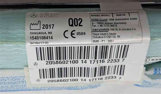 Thumbnail 4: 15-2021 MERCEDES C300 C350E C400 C450 C43 C63 (W205) RIGHT SIDE CURTAIN AIRBAG