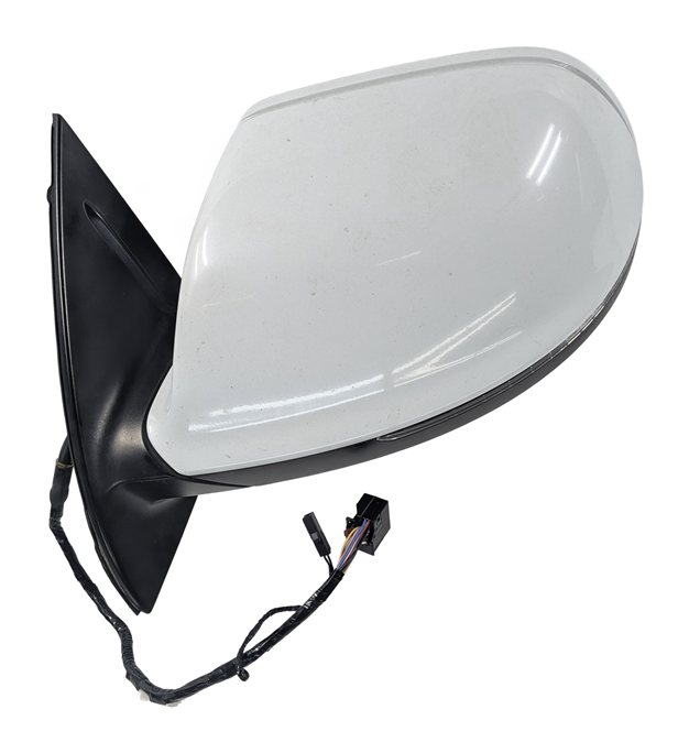 Thumbnail 4: 2013-2015 AUDI Q7 (4L) LEFT DRIVER P-FOLD BLIND SPOT DOOR MIRROR (White)