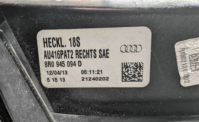 Thumbnail 6: 2013-2017 AUDI Q5 SQ5 (B8 8R) RIGHT PASSENGER TAILLIGHT BRAKE LIGHT LAMP (LED)
