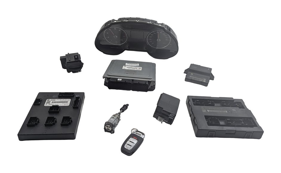 2013 AUDI Q5 (B8 8R) 2.0L CPMA TURBO ENGINE ECM BCM IMMOBILIZER MODULE KEY SET