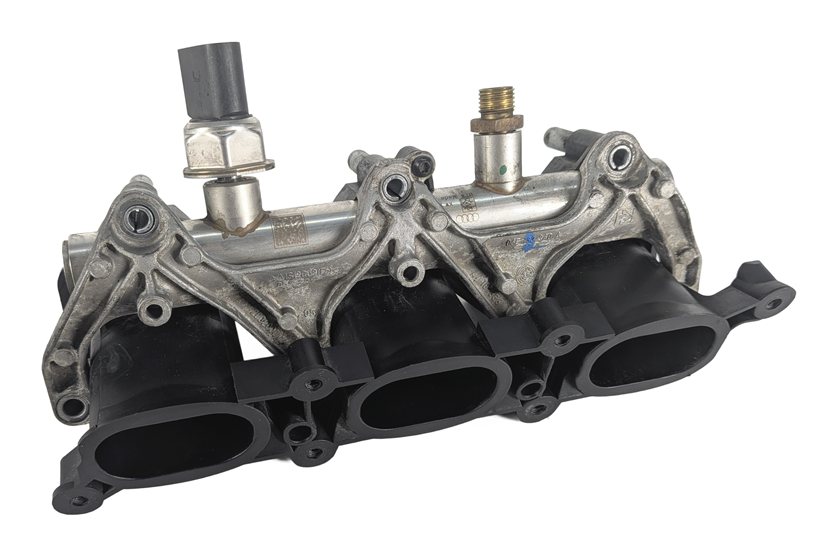 Thumbnail 4: 08-12 AUDI A4 A5 A6 Q5 B8 8T 8K 8R C7 3.2L LEFT LOWER INTAKE MANIFOLD w/ RAIL