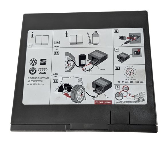 Thumbnail 3: 2011 AUDI Q5 (B8 8R) EMERGENCY SPARE TIRE AIR COMPRESSOR INFLATOR PUMP