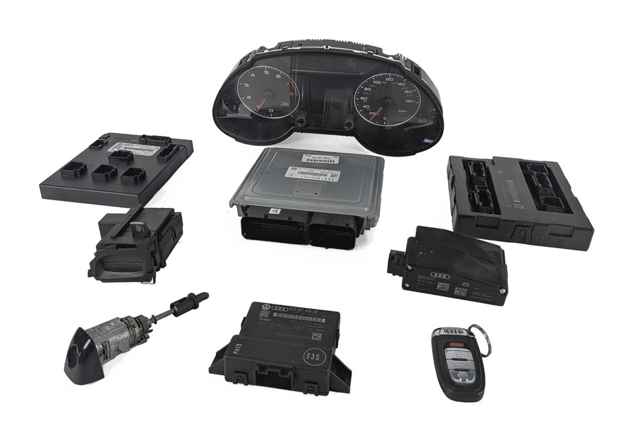Thumbnail 3: 11-12 AUDI Q5 (B8 8R) 3.2L CALB ENGINE ECM ECU BCM SPEEDOMETER MODULE KEY SET