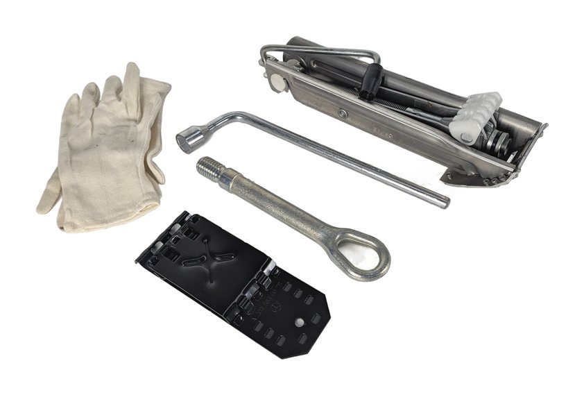 03-20 MERCEDES C E CLK CLS SLK (A207 C207 C209 R172) SPARE TIRE JACK TOOL SET