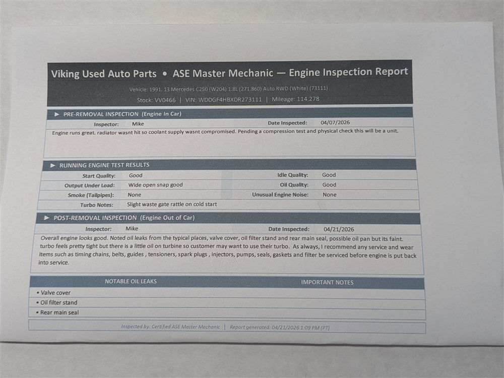 Thumbnail 15: 13-15 MERCEDES C250 (W204) 1.8L M271 TURBO ENGINE ASSEMBLY TESTED & VIDEO (114k)