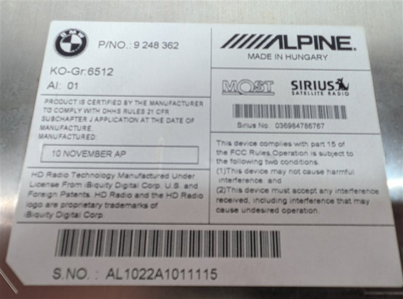 Thumbnail 5: 11-12 BMW 528i 535i 550i 640i 650i M6 F10 F12 AM FM RADIO CD RECEIVER HEAD UNIT