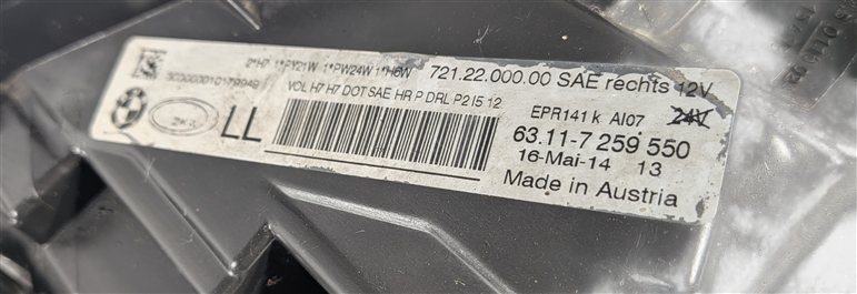 Thumbnail 9: 12-15 BMW 320i 328i 335i F30 SEDAN RIGHT PASSENGER HALOGEN HEADLIGHT LIGHT LAMP