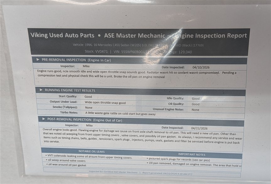 Thumbnail 18: 15-16 MERCEDES C400 C450 W205 3.0L M276 TURBO ENGINE ASSEMBLY 129K