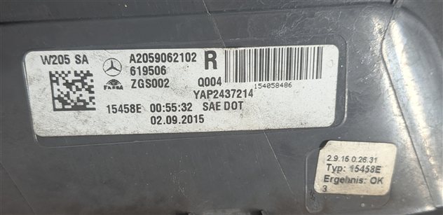 Thumbnail 6: 15-18 MERCEDES C300 C350 C400 C450 C63 (W205) RIGHT LED TAILLIGHT BRAKE LIGHT