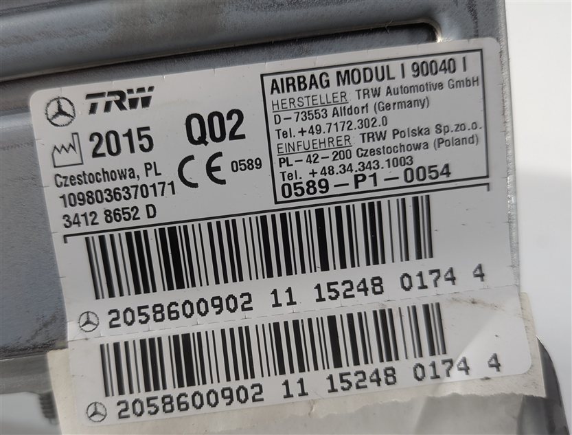Thumbnail 5: 2015-2021 MERCEDES C300 C350E C400 C450 C43 C63 (W205) RIGHT REAR AIRBAG AIR BAG