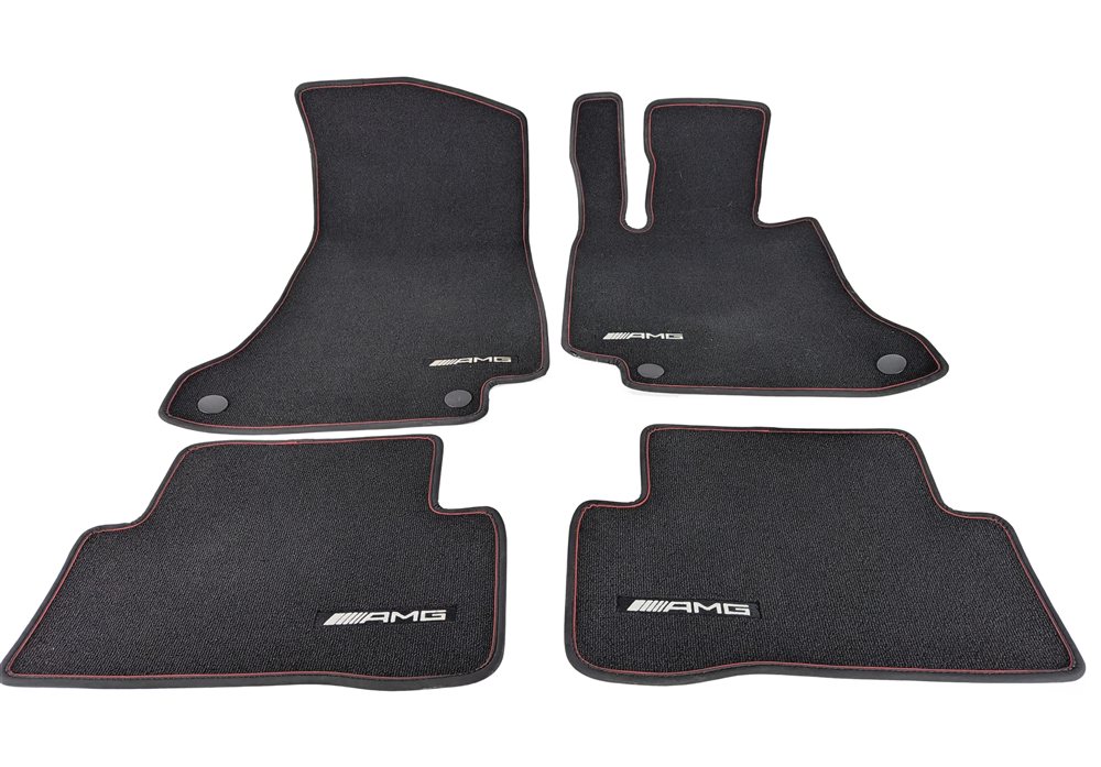 2016 MERCEDES C450 W205 FRONT REAR AMG CARPET FLOOR MAT SET/4 BLACK RED
