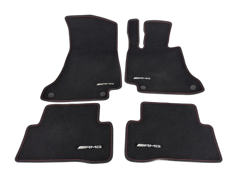 Thumbnail 2: 2016 MERCEDES C450 W205 FRONT REAR AMG CARPET FLOOR MAT SET/4 BLACK RED