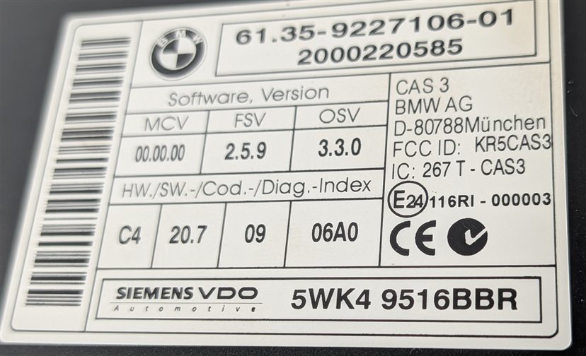Thumbnail 9: 07-10 BMW 550i 650i 750i 750Li X5 4.8L DME CAS KEY IGNITION MODULE SET