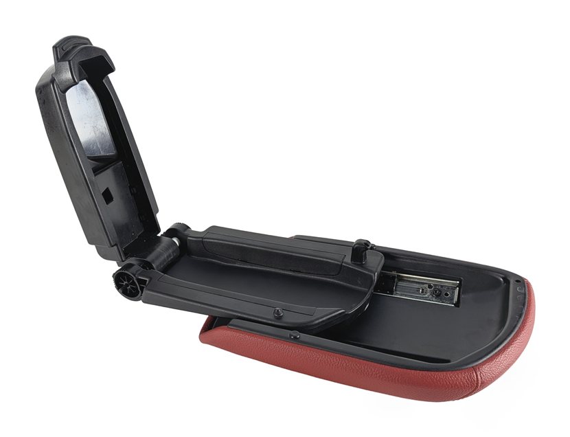 Thumbnail 4: 13-15 BMW X1 E84 CENTER CONSOLE ARMREST LID CUSHION CORAL RED LEATHER