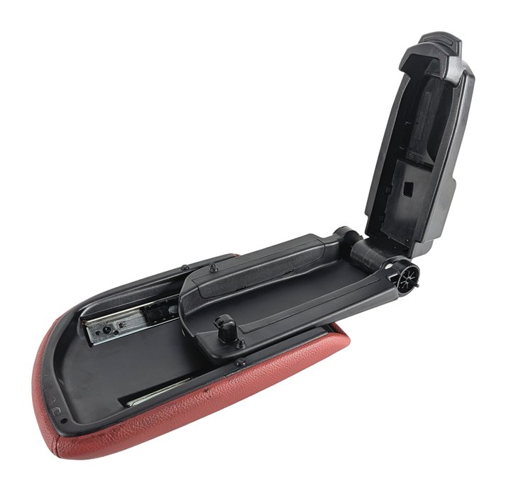 Thumbnail 5: 13-15 BMW X1 E84 CENTER CONSOLE ARMREST LID CUSHION CORAL RED LEATHER