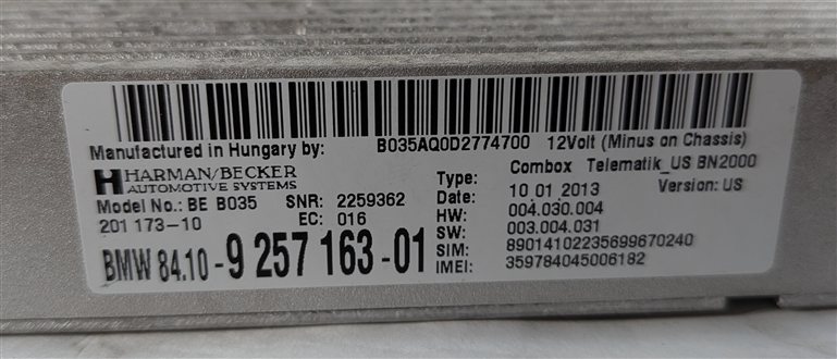 Thumbnail 5: 2013 BMW X1 E84 TELEMATICS BLUETOOTH COMBOX COMMUNICATION CONTROL MODULE