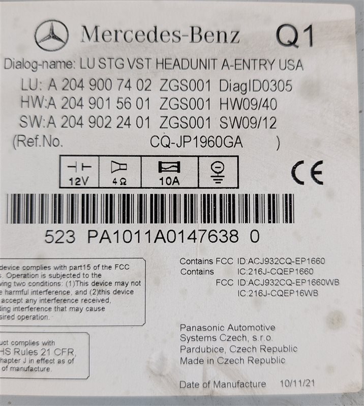 Thumbnail 7: 2011 MERCEDES BENZ - C250 C300 C350 (W204) RADIO STEREO RECEIVER CD DISC PLAYER