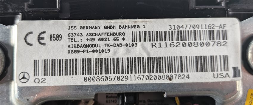 Thumbnail 6: 10-11 MERCEDES C250 C300 C350 W204 LEFT DRIVER STEERING WHEEL SRS AIRBAG (Black)