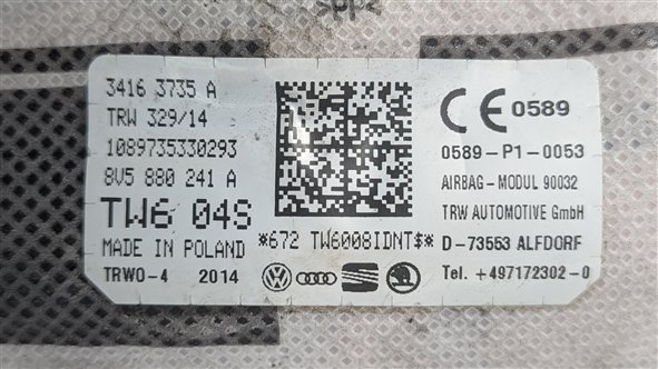 Thumbnail 5: 2015-2018 AUDI A3 S3 (8V) LEFT FRONT DRIVER SEAT AIRBAG AIR BAG