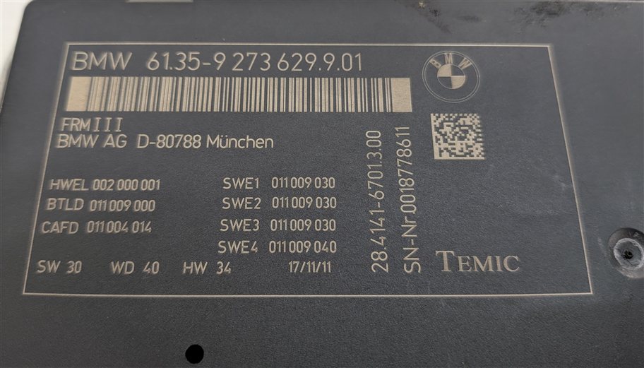 Thumbnail 5: 10-17 BMW 5 6 7 M5 X3 X4 (F06 F10 F12 F25 F26) FRM III BODY LIGHT CONTROL MODULE