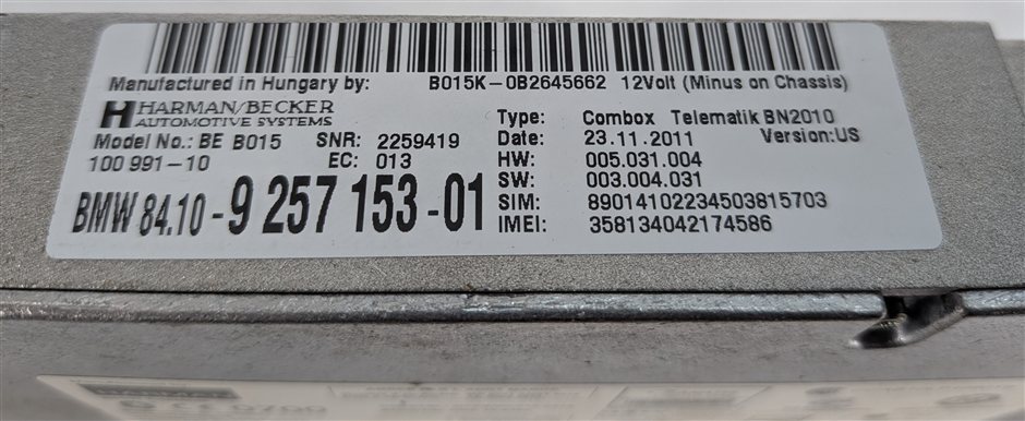 Thumbnail 8: 2012 BMW 528I (F10) COMBOX TELEMATICS BLUETOOTH CONTROL MODULE COMPUTER 9257153