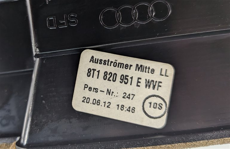 Thumbnail 4: 2013 AUDI S5 (B8 8T) CENTER DASH HEAT AIR AC VENT TRIM BEZEL (Black)