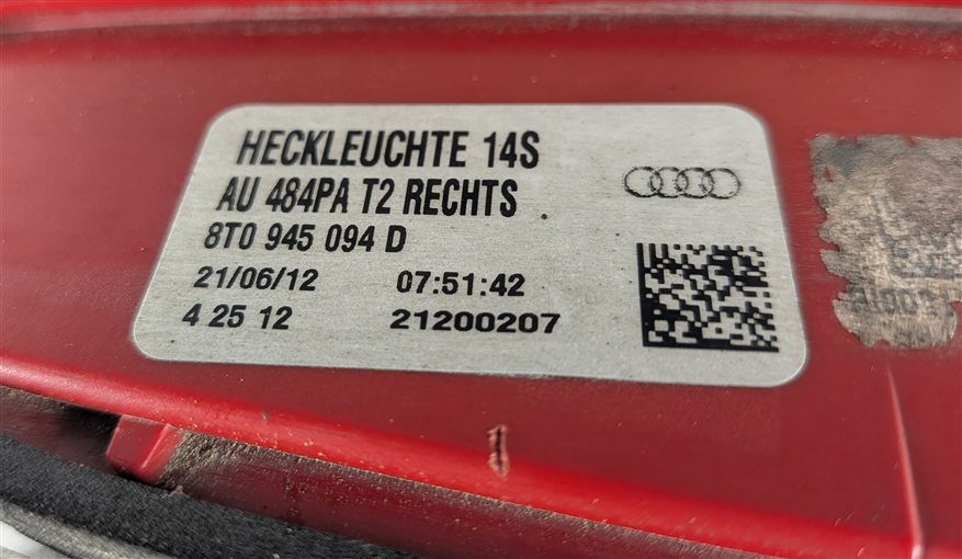 Thumbnail 10: 13-17 AUDI A5 S5 RS5 (B8 8T) RIGHT PASSENGER REAR INNER LED TAILLIGHT LIGHT LAMP