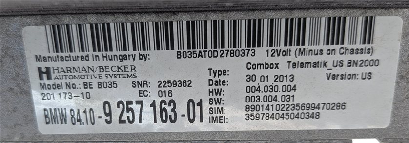 Thumbnail 6: 10-14 BMW 335i X5 X6 (E70 E71 E90) BLUETOOTH TELEMATICS COMBOX CONTROL MODULE
