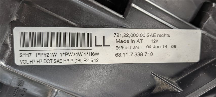Thumbnail 9: 12-15 BMW 320i 328i 335i F30 SEDAN RIGHT PASSENGER HALOGEN HEADLIGHT LIGHT LAMP