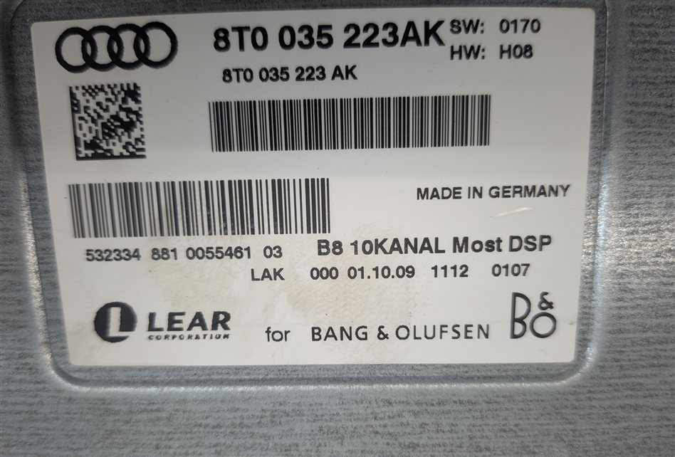 Thumbnail 12: 2011-2017 AUDI A4 Q5 S4 (B8 8R 8K) RADIO STEREO BANG & OLUFSEN AMP AMPLIFIER