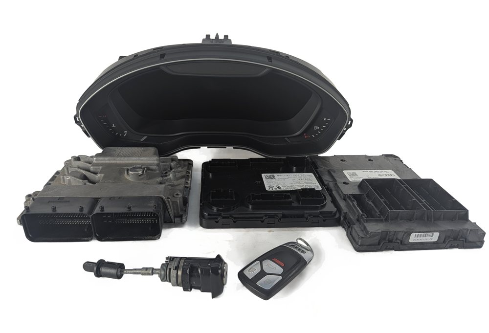 Thumbnail 4: 17-19 AUDI A4 (B9 8W) 2.0L (CYMC) ECM BCM CLUSTER IGNITION LOCK MODULE & KEY SET