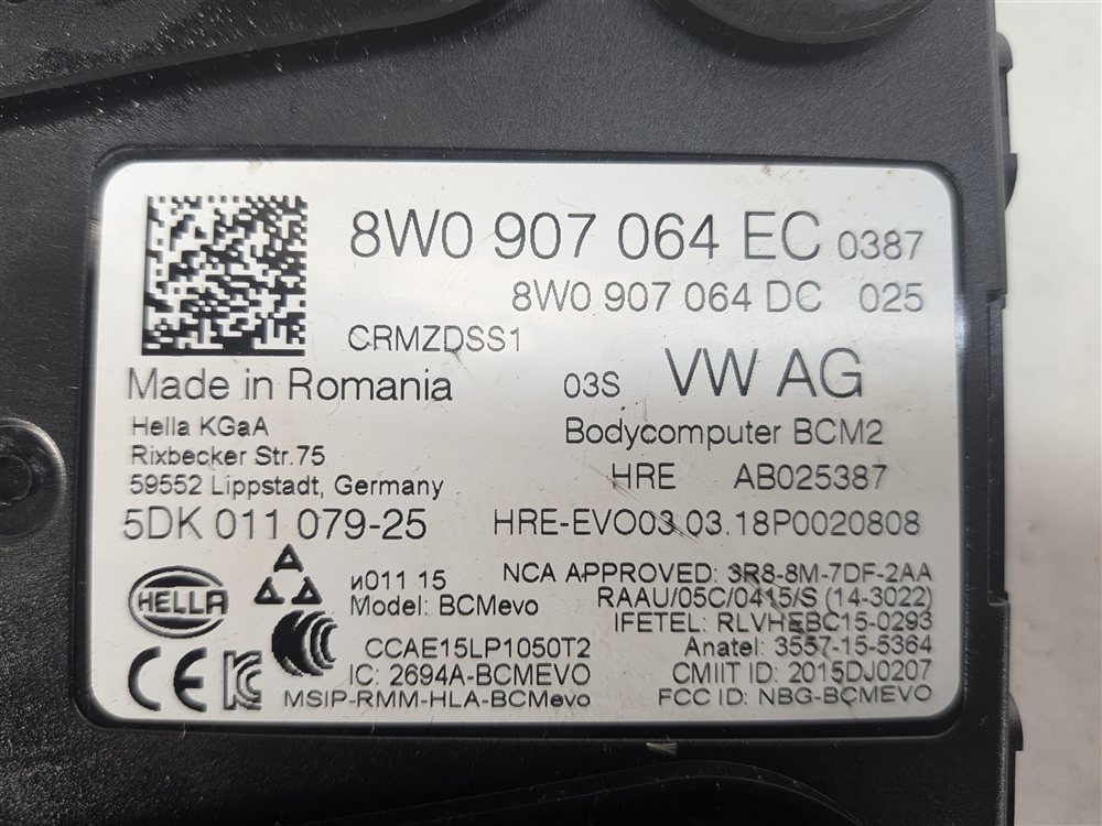 Thumbnail 9: 17-19 AUDI A4 (B9 8W) 2.0L (CYMC) ECM BCM CLUSTER IGNITION LOCK MODULE & KEY SET