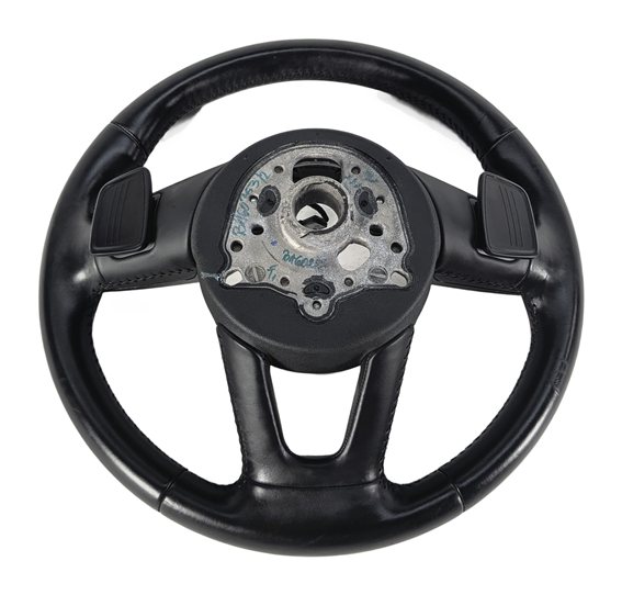 Thumbnail 4: 17-19 AUDI A4 A5 S4 (B9 8W F5) 3-SPOKE STEERING WHEEL w/ SHIFT PADDLES (Black)
