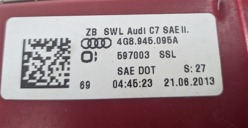 Thumbnail 5: 2012-2015 AUDI A7 S7 (C7 4G8) LEFT DRIVER REAR TAILLIGHT BRAKE LIGHT LAMP