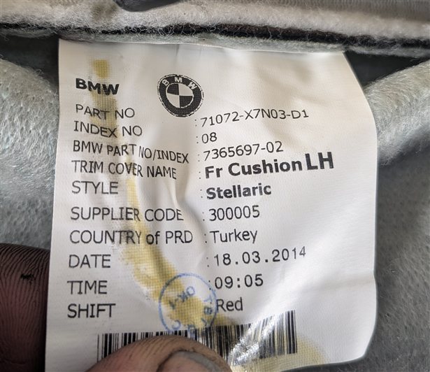 Thumbnail 9: 2014 BMW I3 (I01) FRONT LEFT DRIVER LOWER SEAT BOTTOM CUSHION HEATED (Brown)