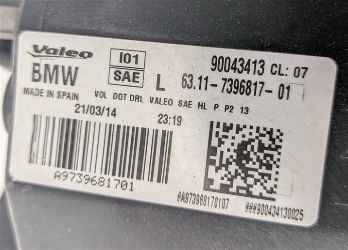 Thumbnail 15: 2014-2015 BMW i3 (I01) LEFT DRIVER ADAPTIVE LED HEADLIGHT HEADLAMP