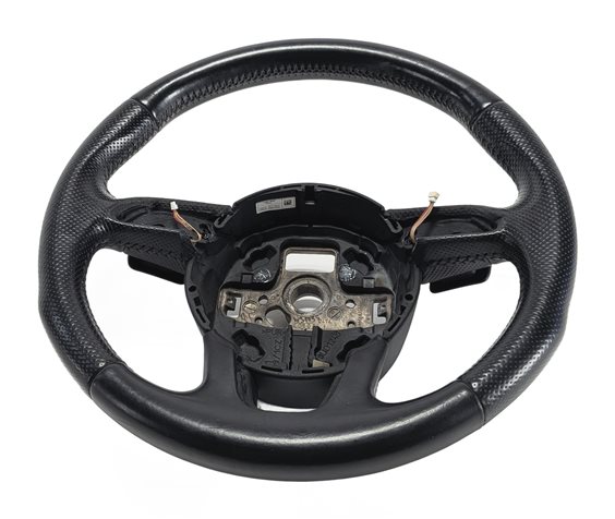 12-15 AUDI Q7 (4L) 3 SPOKE S-LINE STEERING WHEEL w/ SWITCHES & PADDLES (Black)