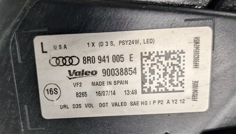 Thumbnail 9: 2013-2017 AUDI Q5 SQ5 (B8 8R) LEFT DRIVER XENON HID HEADLIGHT LAMP (NON AFS)