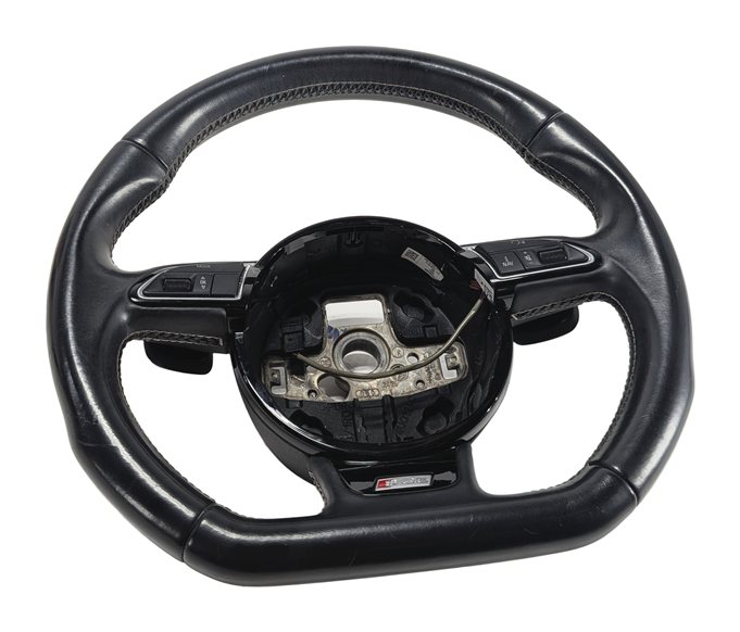 13-17 AUDI Q5 SQ5 A4 A5 SPORT STEERING WHEEL FLAT BOTTOM w/PADDLES (Black)
