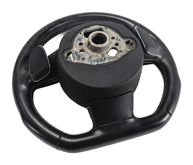 Thumbnail 2: 13-17 AUDI Q5 SQ5 A4 A5 SPORT STEERING WHEEL FLAT BOTTOM w/PADDLES (Black)