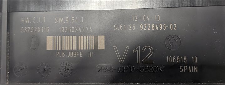 Thumbnail 8: 2010-2011 BMW 528i 535i 550i 535iGT 550iGT (F07 F10) MAIN BODY CONTROL MODULE