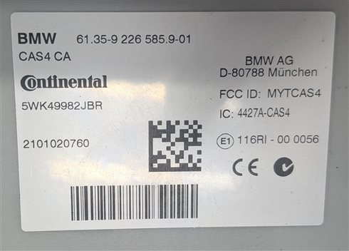 Thumbnail 9: BMW 10-11 535iGT, 2011 535i & X3 3.0L N55 ENGINE ECM DME CAS-4 MODULE KEY SET