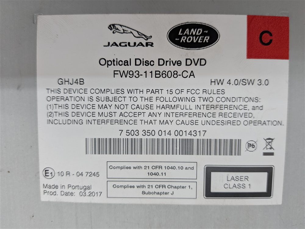 Thumbnail 4: 17-20 LAND ROVER DISCOVERY L462 AUDIO MEDIA CD DVD OPTICAL DISC DRIVE PLAYER