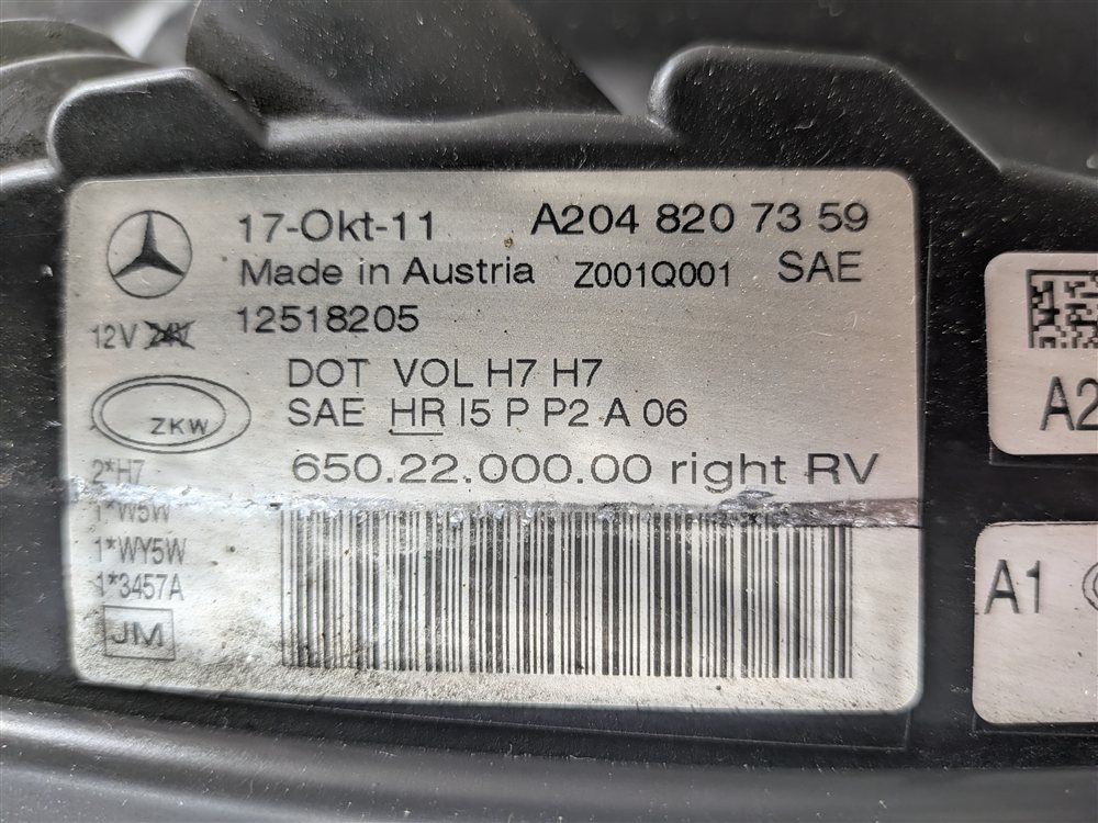 Thumbnail 10: 10-12 MERCEDES GLK350 (X204) RIGHT FRONT PASSENGER HALOGEN HEADLIGHT LIGHT LAMP